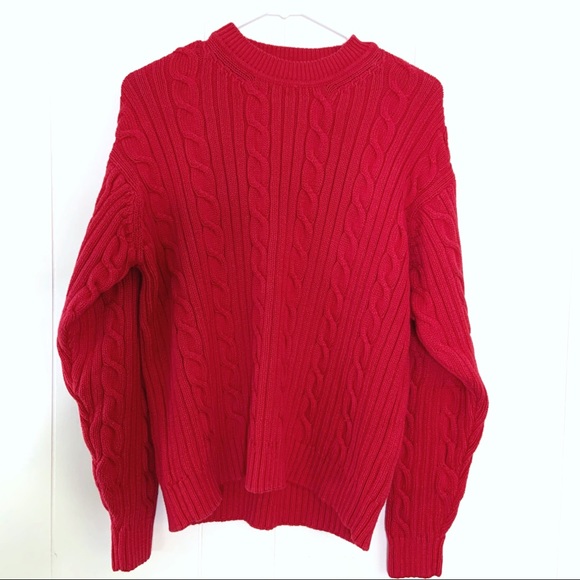 Vintage Dockers Heavyweight Red Cable Knit Sweater L - Picture 2 of 8